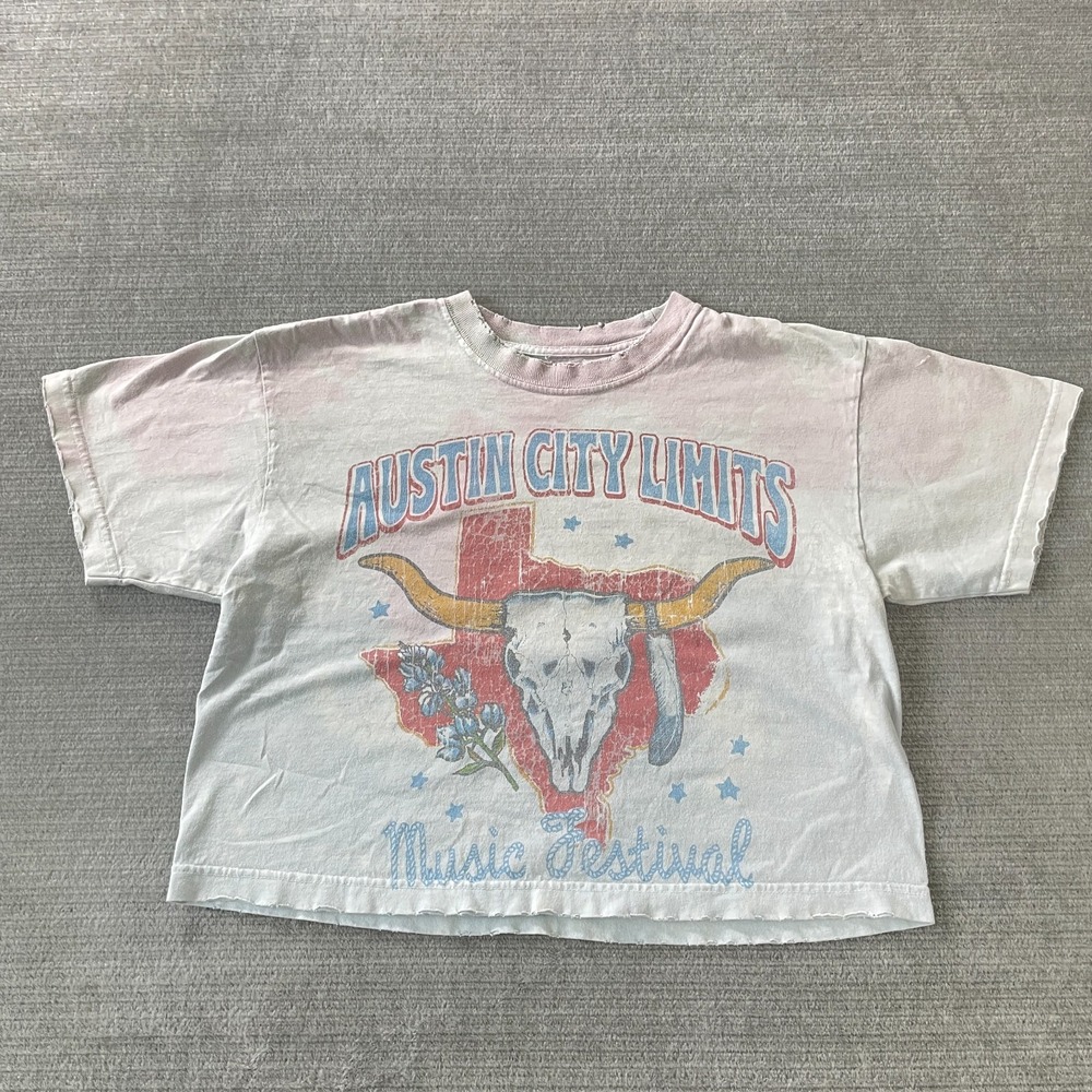Austin City Limits ACL Music Festival Cropped T Shirt Women M Distressed Graphic